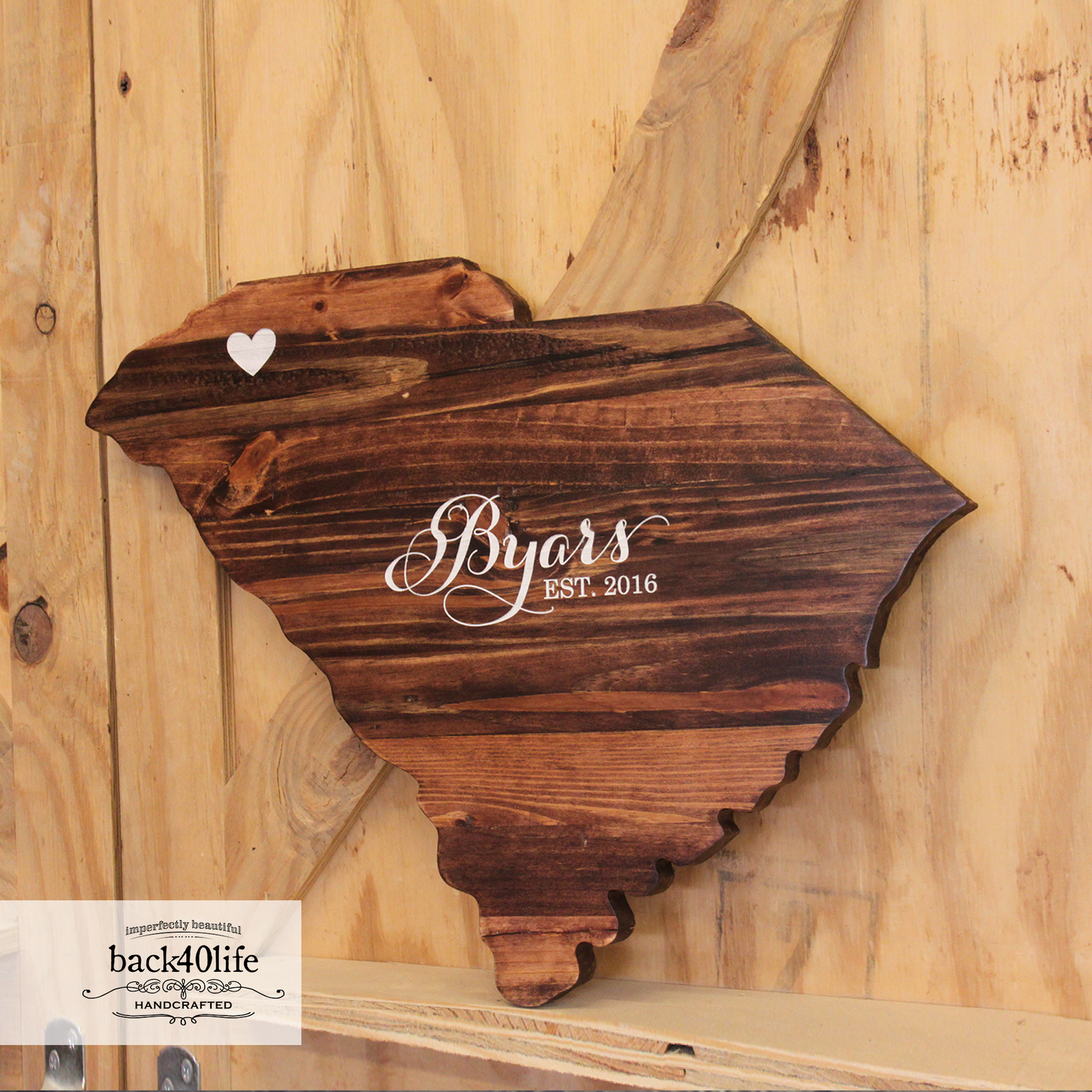 Wooden State Cutout Wedding Guestbook (W-077)