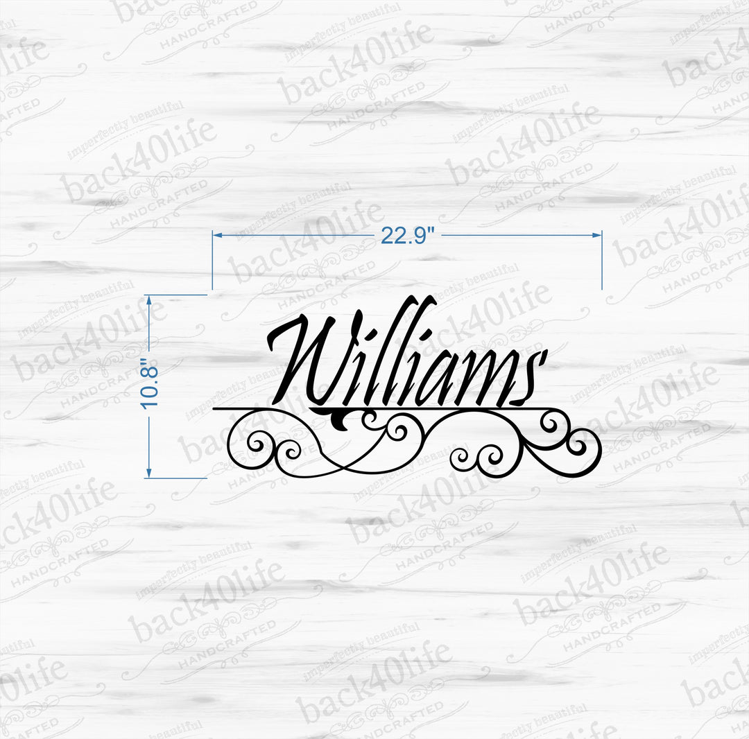 Family Name Wrought Iron Vinyl Wall Decal (M-003)