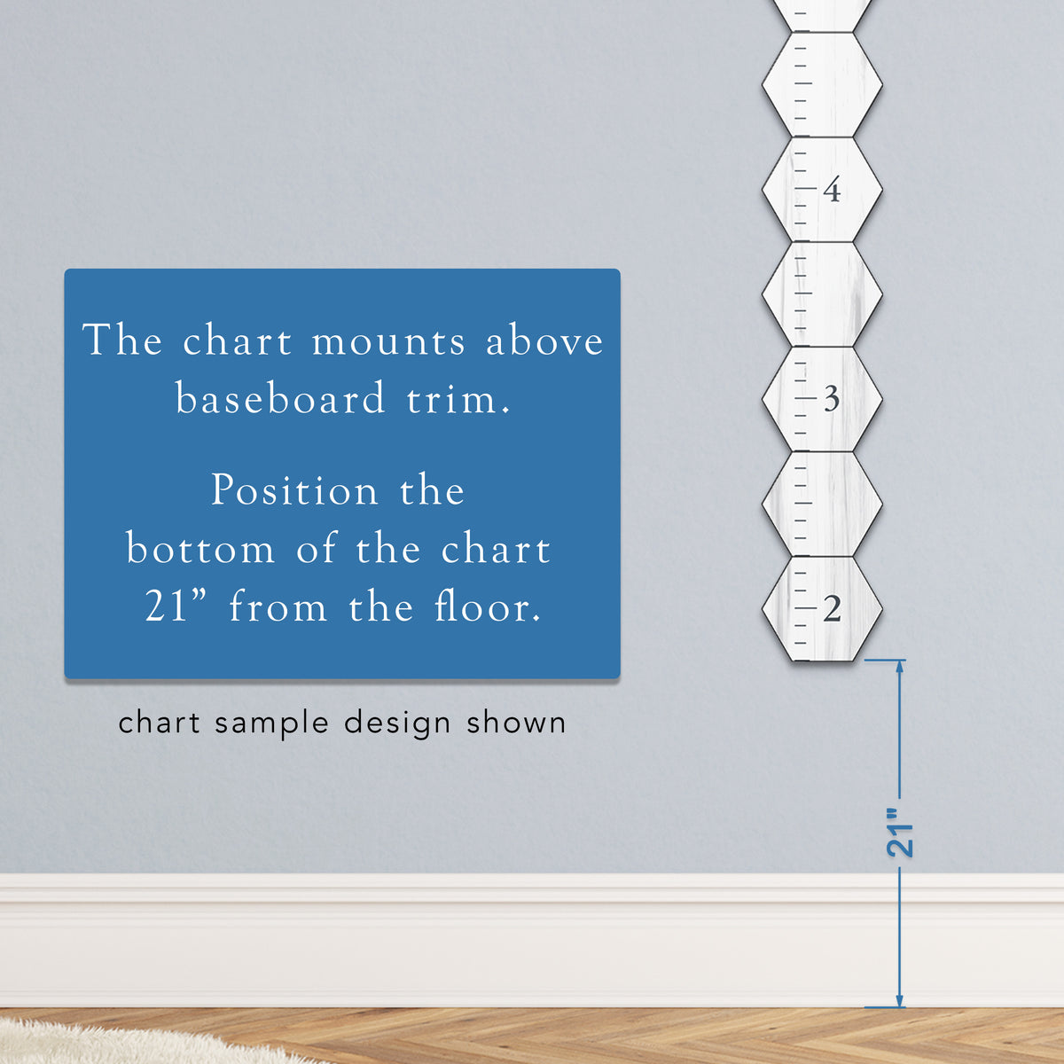 Personalized Wooden Kids Growth Chart - Height Ruler for Boys Girls Size Measuring Stick Family Name - Custom Ruler Gift Children GC-HEX-BMK Hexagon Benchmark