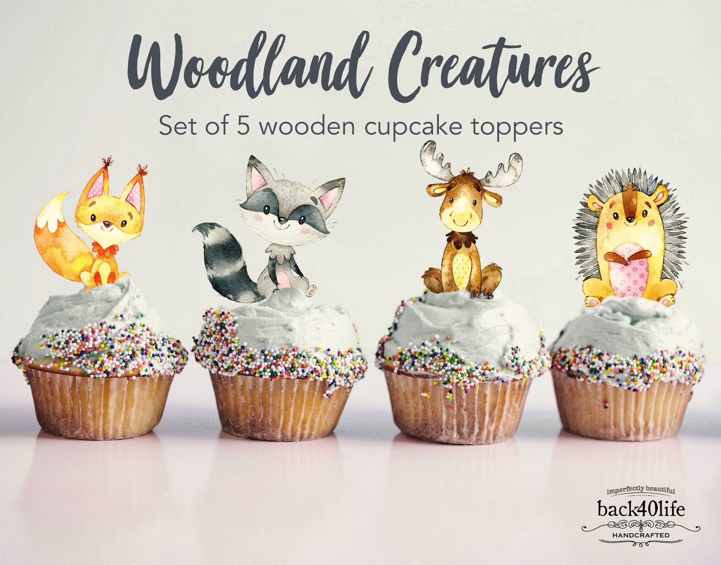 Woodland Creatures | Set of Painted Wooden Cutout Shapes - Back40Life (PC-005-Set)