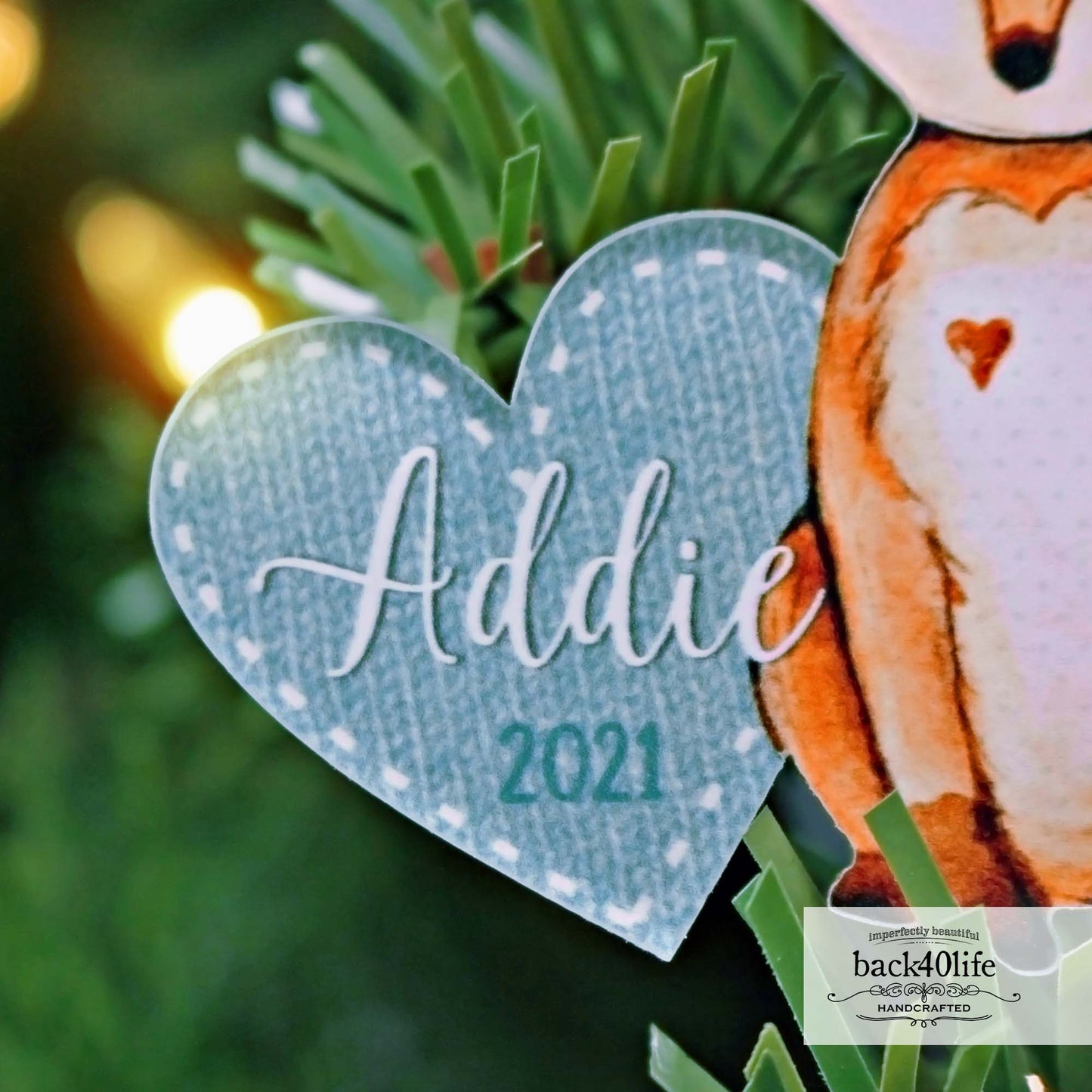 Personalized Forest Critter Ornament | Painted Acrylic Cutout Shapes - Back40Life (PC-001-PZOrn)