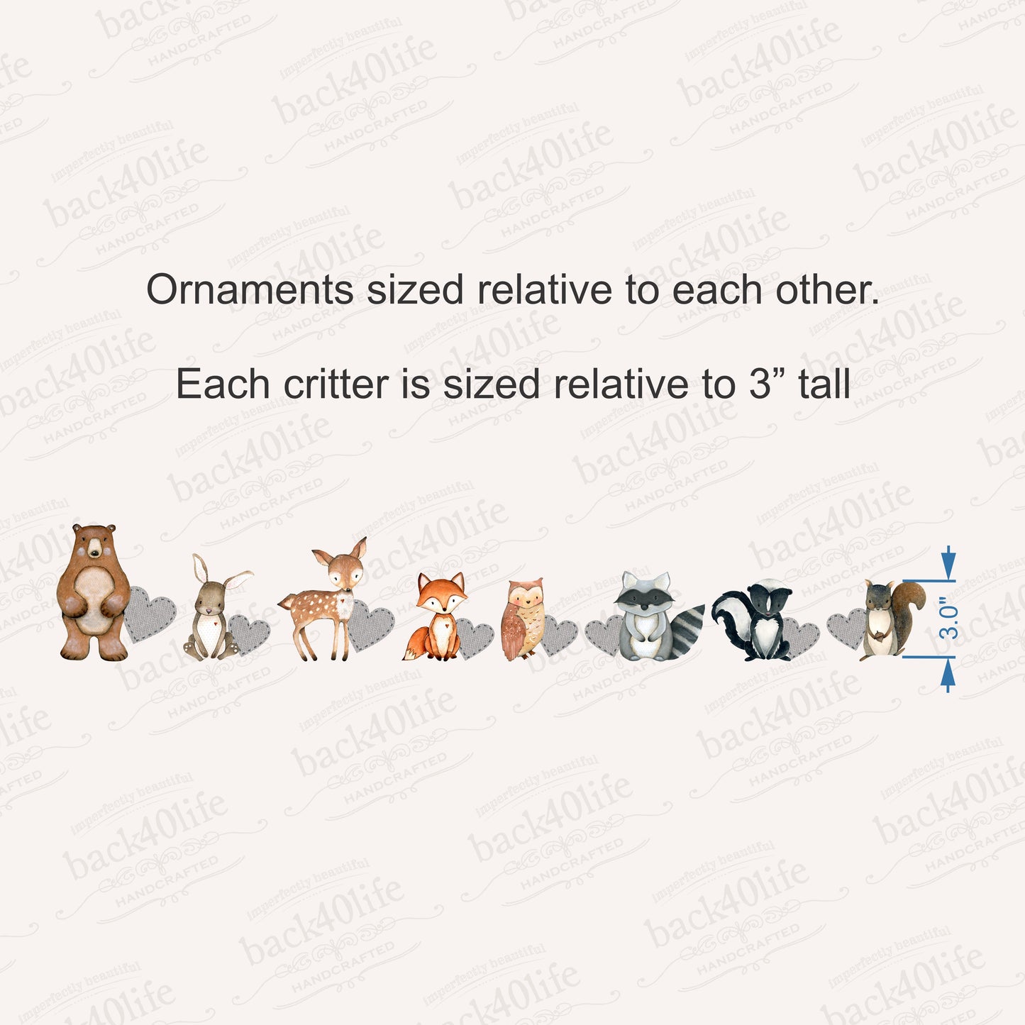 Personalized Forest Critter Ornament | Painted Acrylic Cutout Shapes - Back40Life (PC-001-PZOrn)