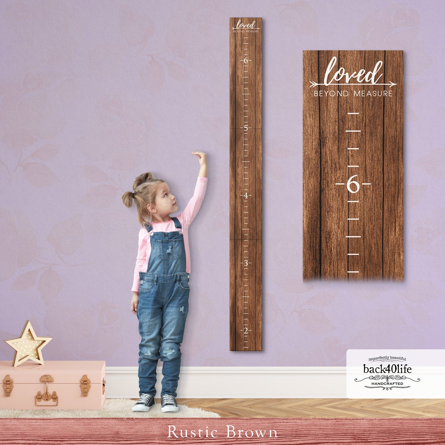 Personalized Wooden Kids Growth Chart - Height Ruler for Boys Girls Size Measuring Stick Family Name - Custom Ruler Gift Children GC-WHT-3P Whitman