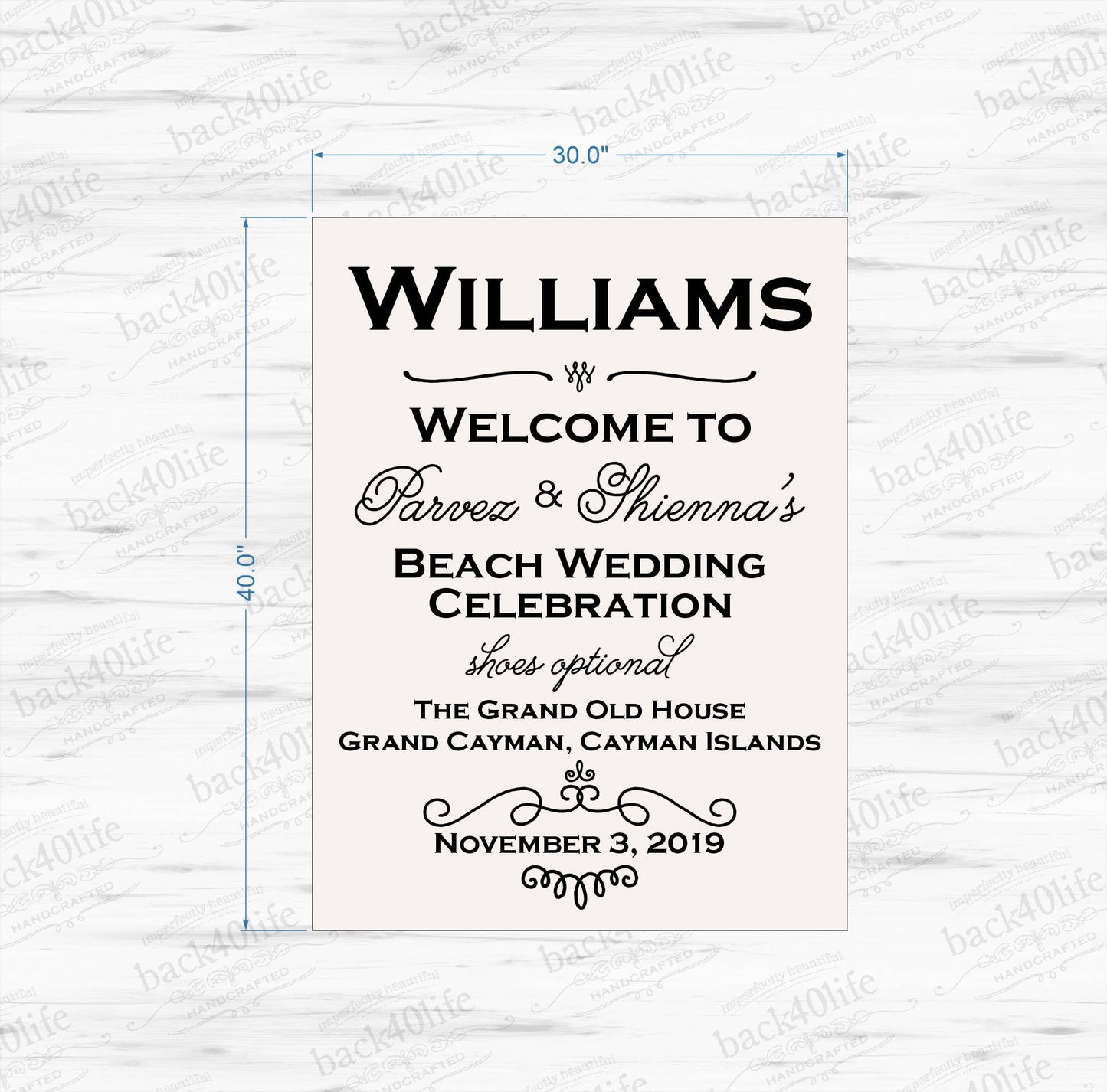 Wooden Wedding or Reception Welcome Sign - The Howell (S-007-2)