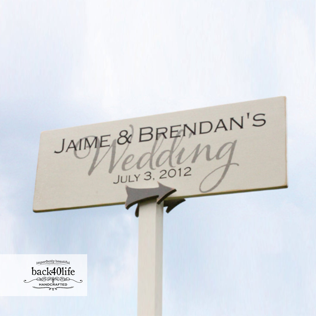 Wedding Reception Wooden Directional Arrow Sign (S-017d)