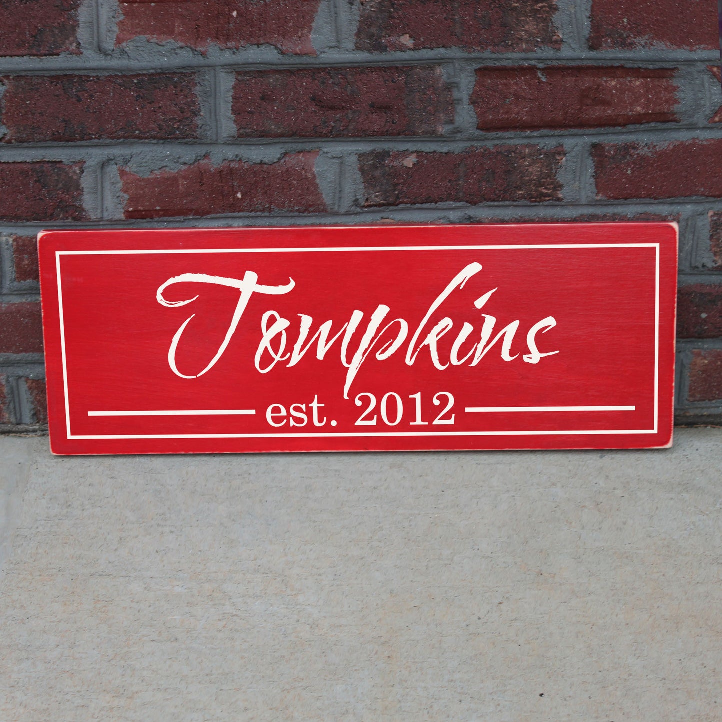 Family Name with Established Date Wood Sign - The Tompkins (S-033)