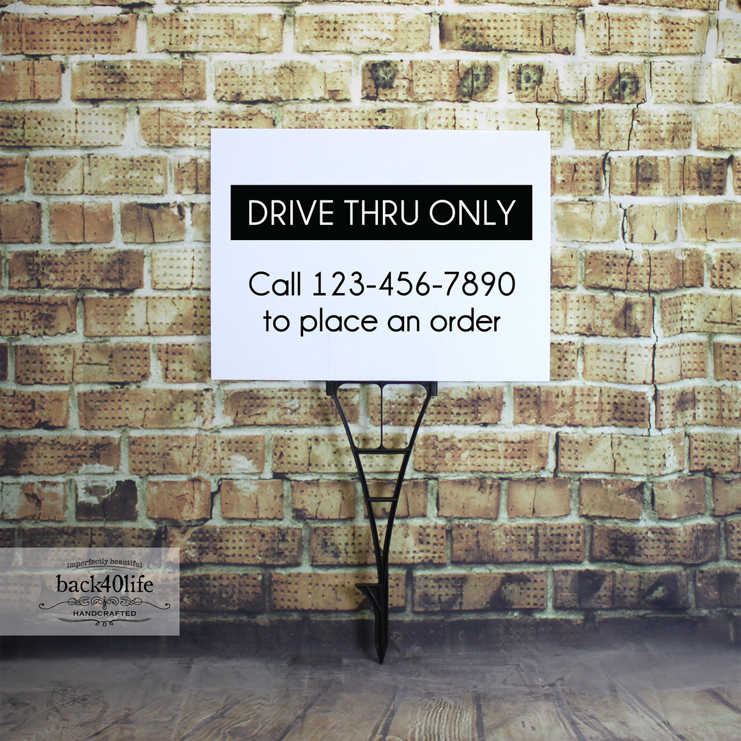 Drive Thru Only Information Sign - Coroplast Plastic Sign (S-104B)