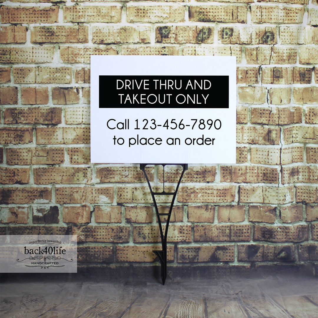 Drive Thru and Takeout Only Information Sign - Coroplast Plastic Sign (S-104C)