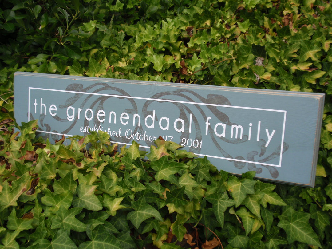 Family Name with Custom Phrase Wood Sign - The Benton (S-009)
