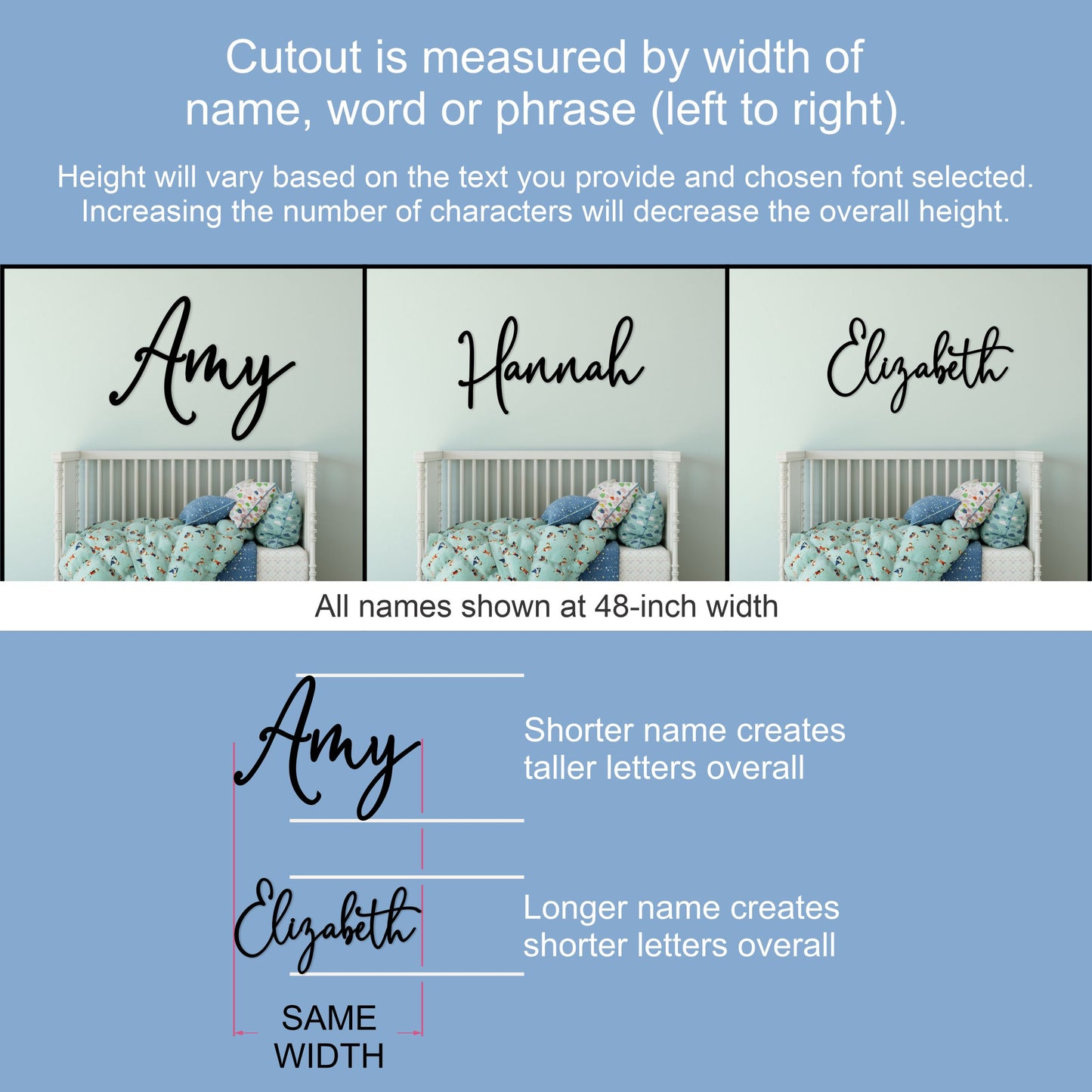 Custom Wooden Name Cutout Sign - Personalized Word Name Phrase Cutout for Boys and Girls (Cheerful Font) | Back40Life