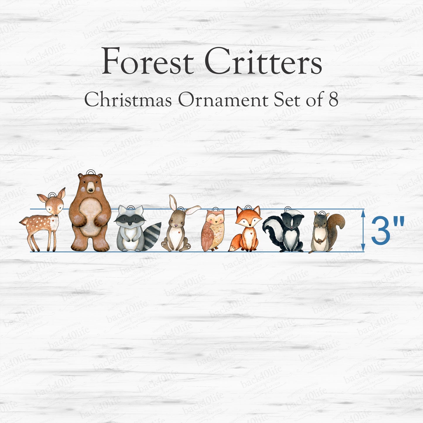 Forest Critter Ornaments | Painted Acrylic Cutout Shapes - Back40Life (PC-001-Orn)