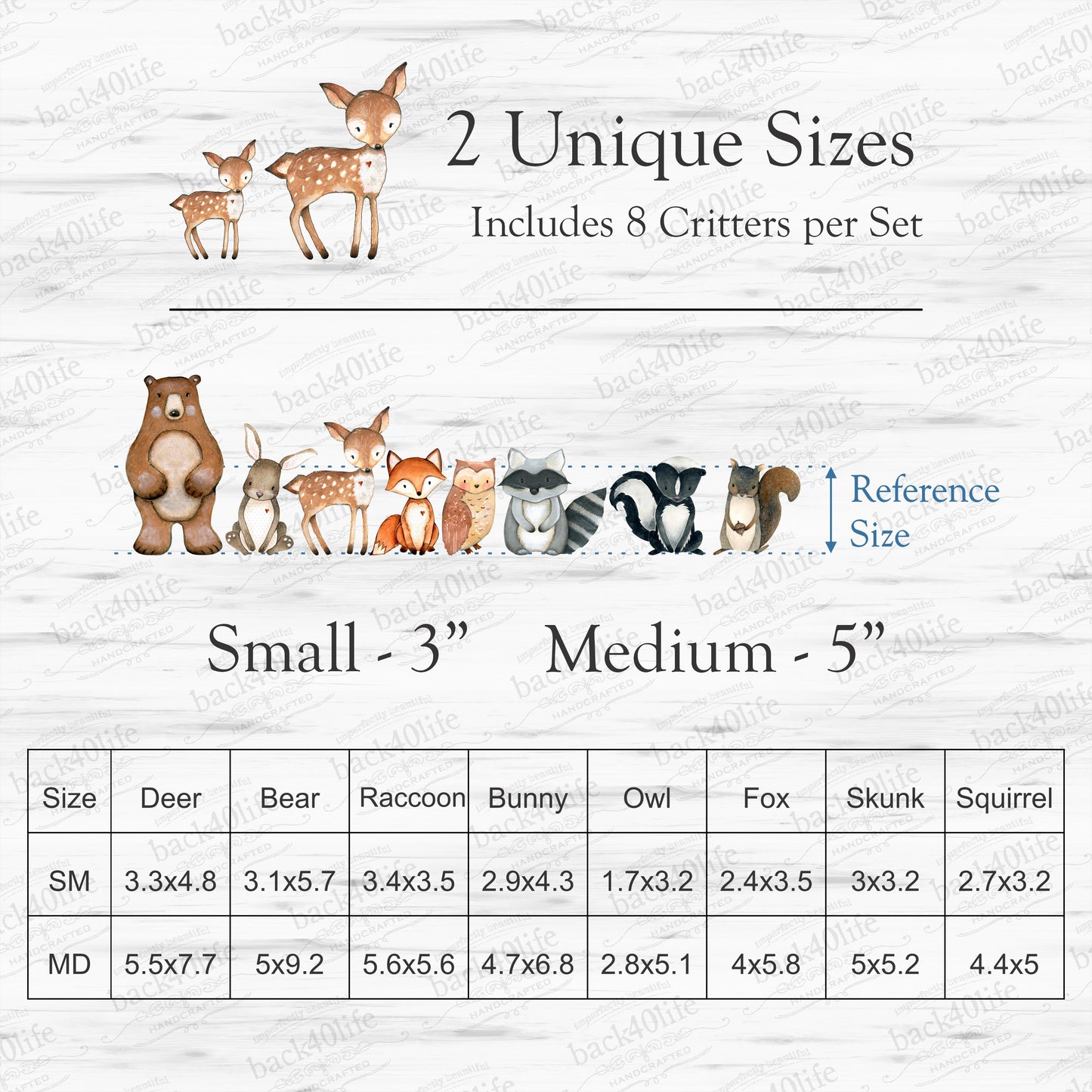 Forest Critters | Set of Double-Sided Acrylic Cutout Shapes - Back40Life (PC-001D)