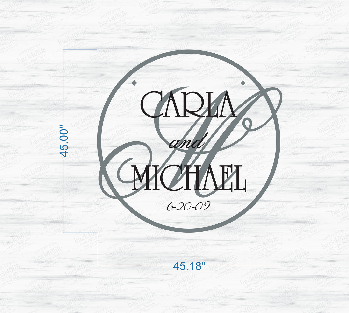 Wedding Monogram Dance Floor Vinyl Decal (W-003b)