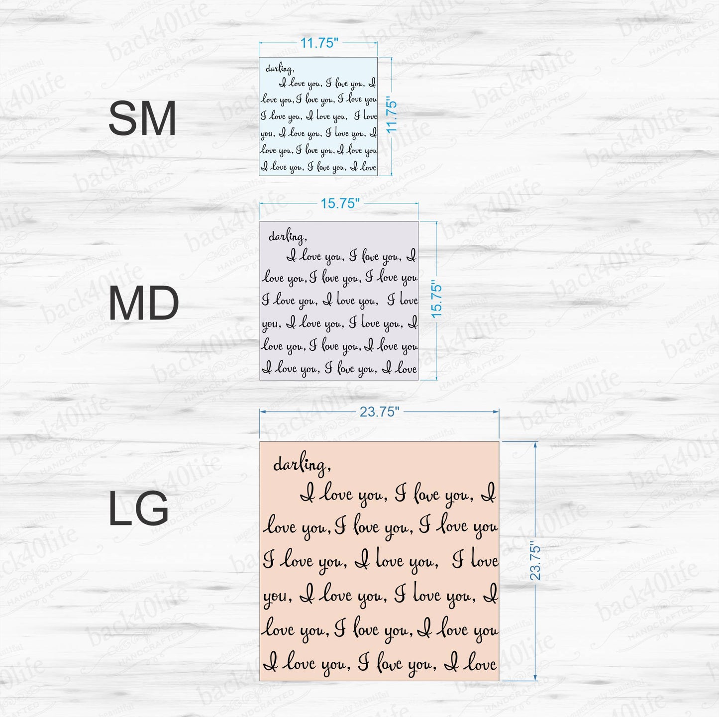 Darling, I Love You, I Love You... Painted Wood Signs (S-039)