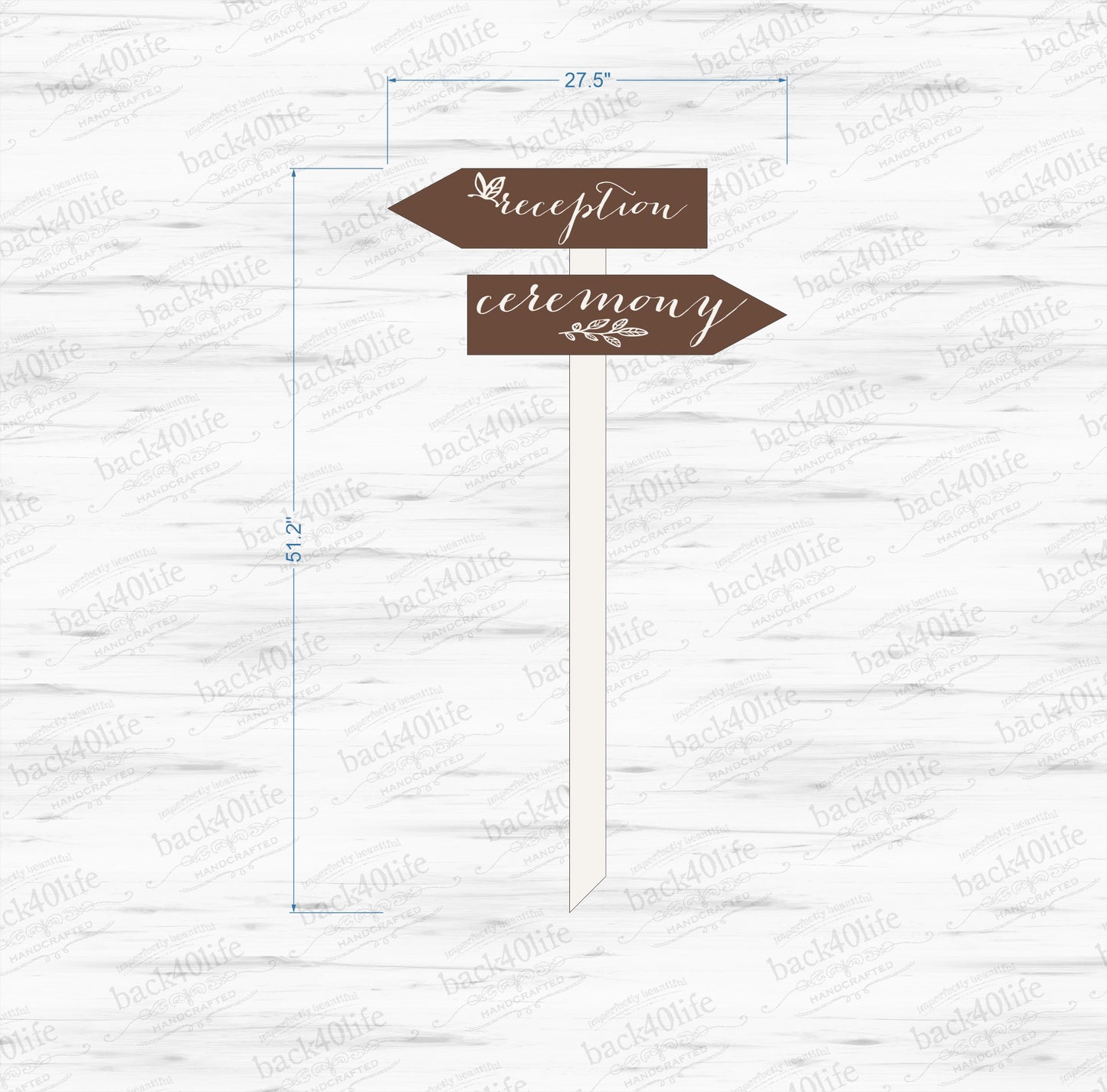 Custom Wedding Directional Arrow Wood Sign (S-017a)