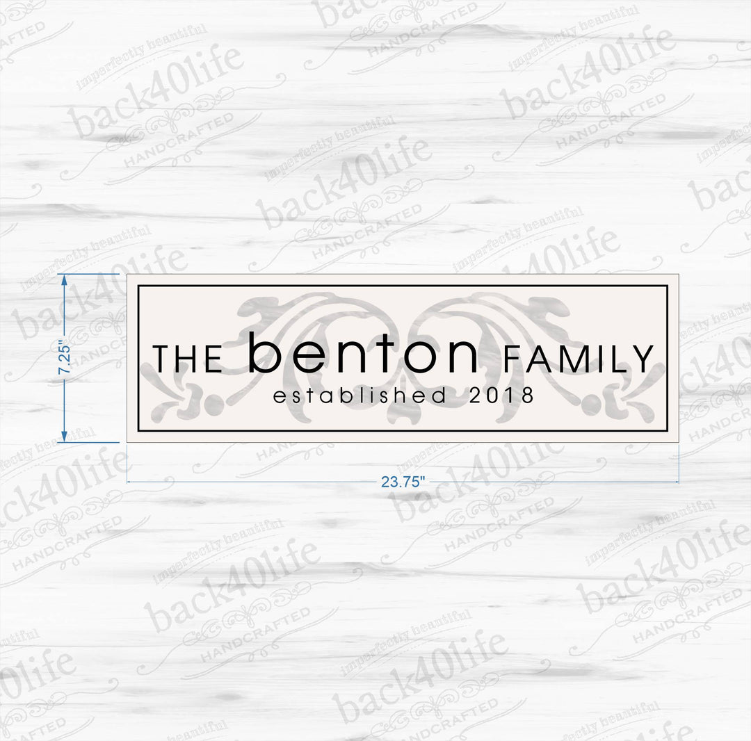 Family Name with Custom Phrase Wood Sign - The Benton (S-009)