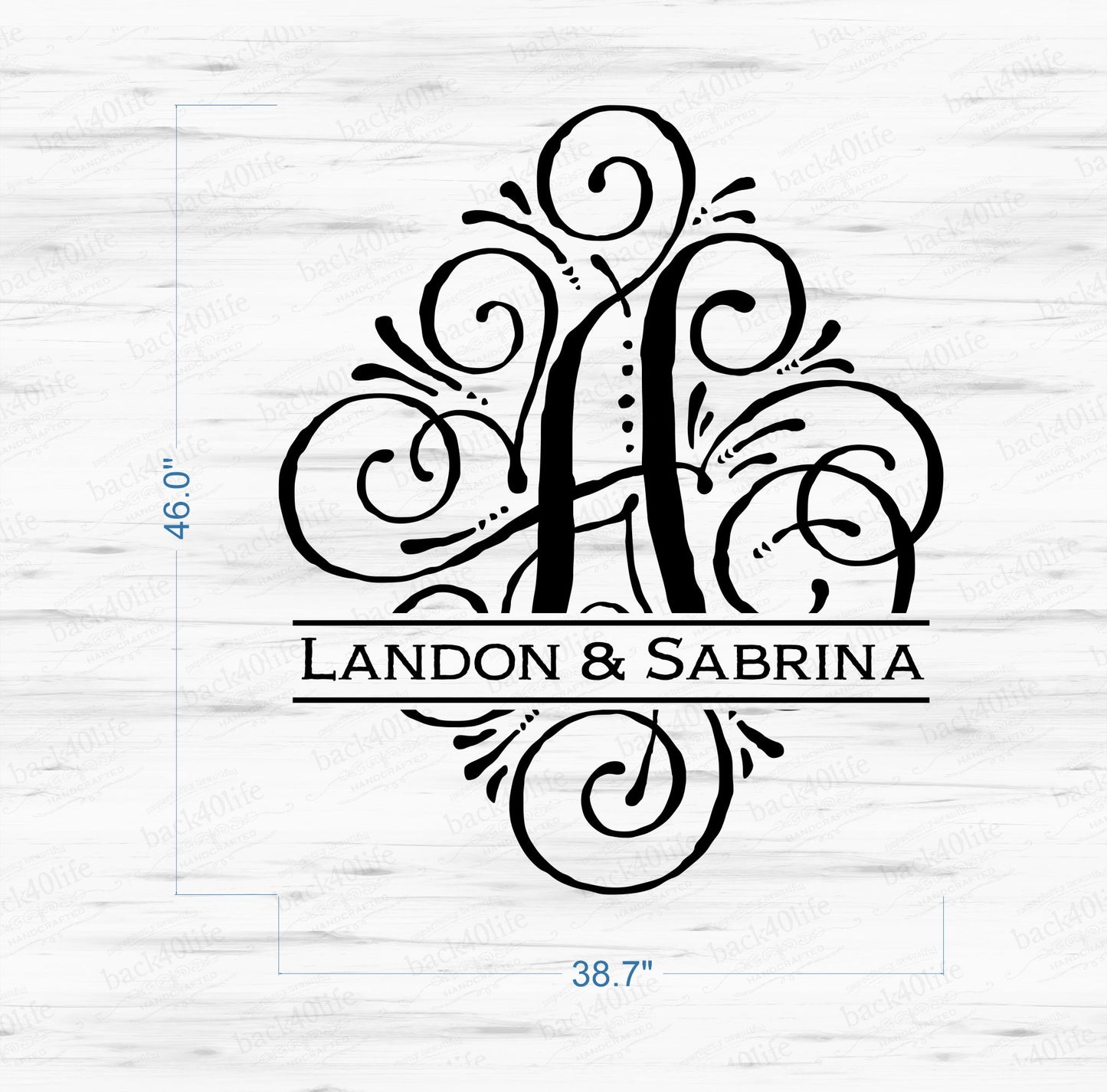 Monogram Initial Wedding Reception Dance Floor Vinyl Decal (W-105)