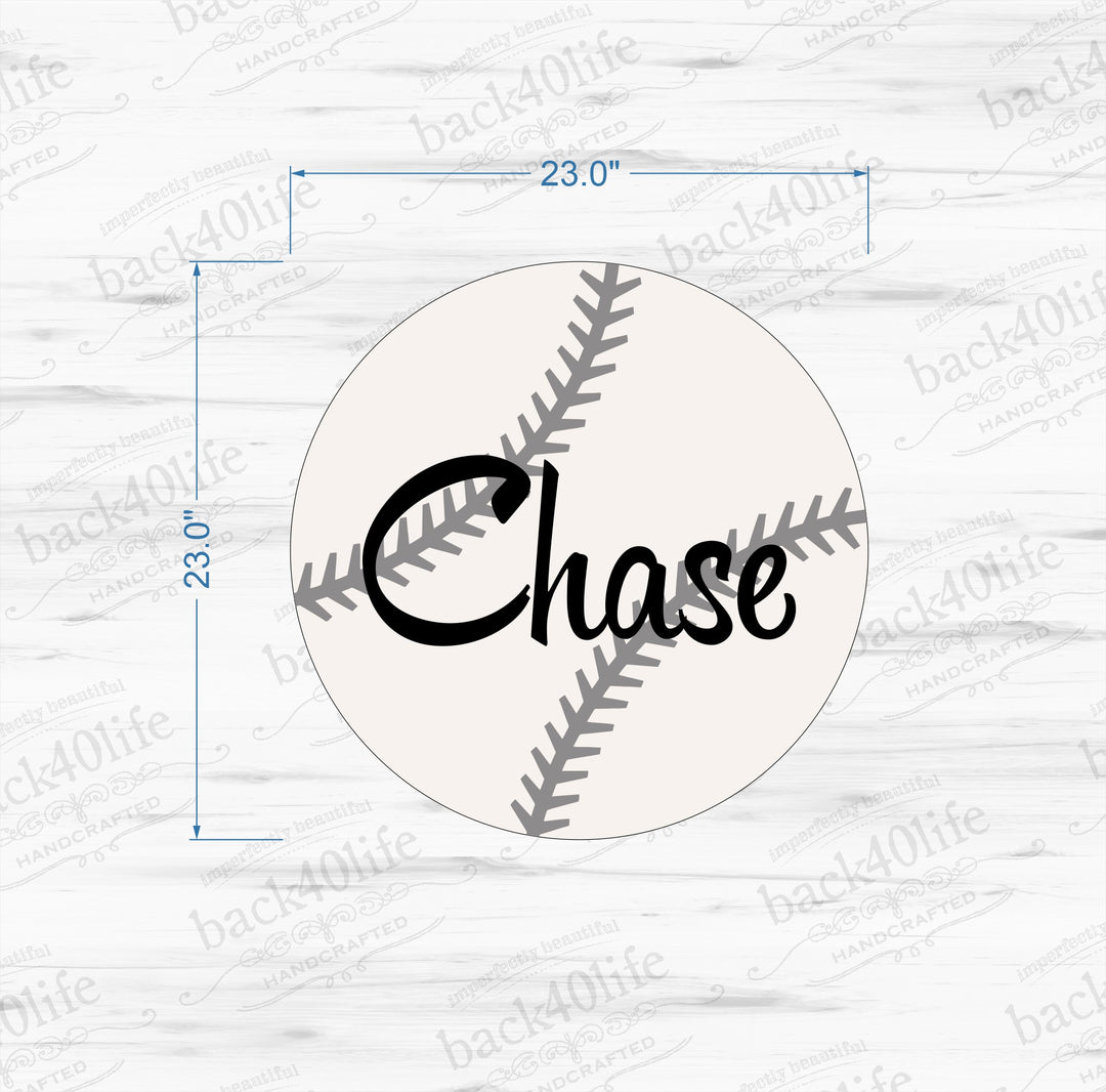Kid's Name Cutout and Baseball Wooden Sign - The Chase (K-040)
