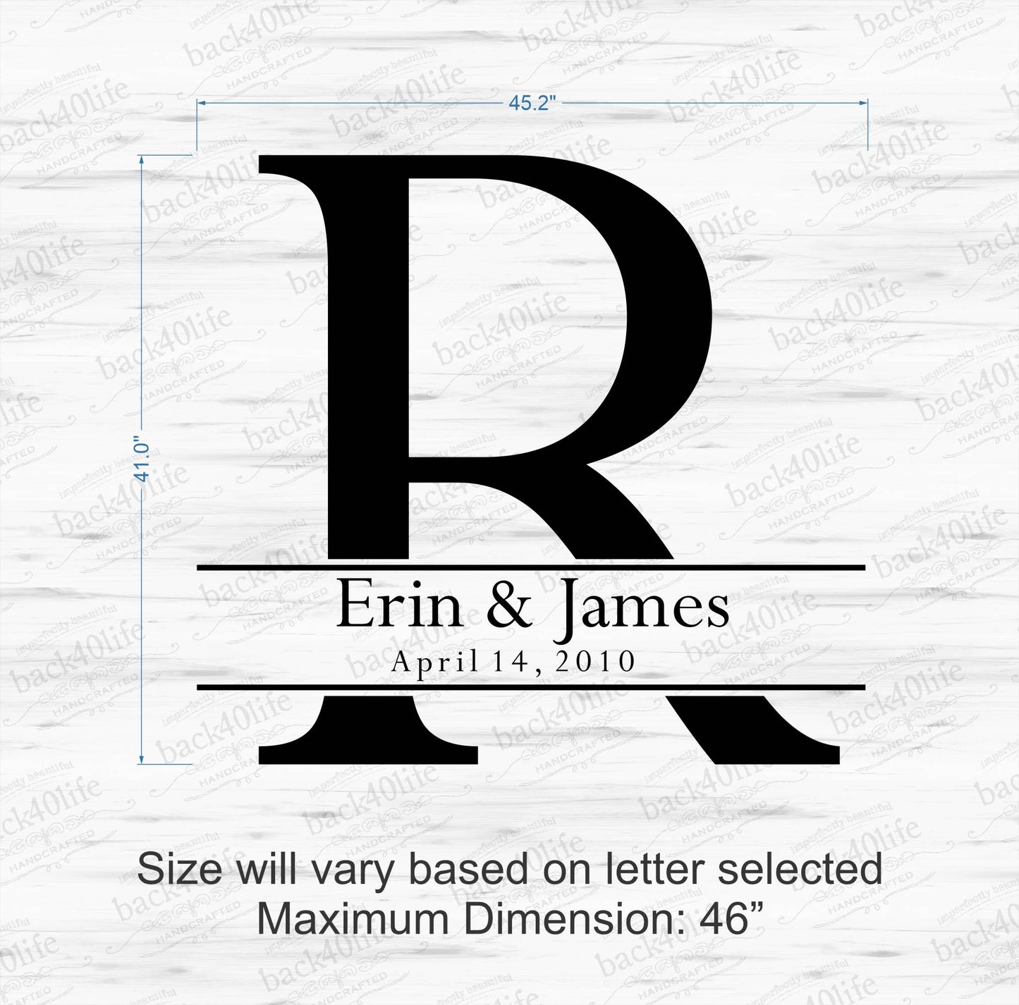 Classic Monogram Initial Wedding Reception Dance Floor Vinyl Decal (W-010)