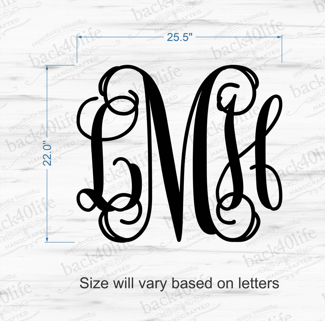 Classic Intertwined Monogram Vinyl Wall Decal (M-013)