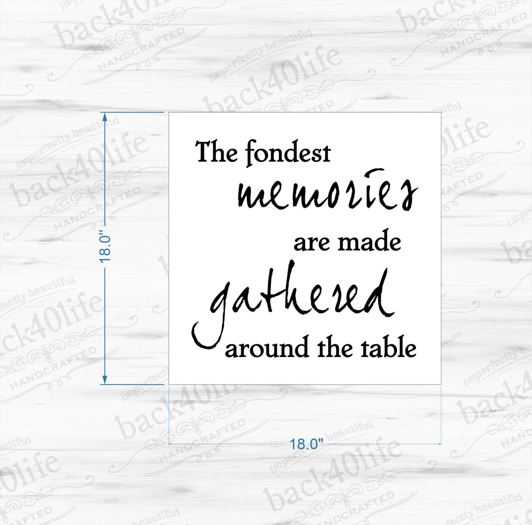The Fondest Memories are Made Gathered Around the Table Wood Sign (I-011s)