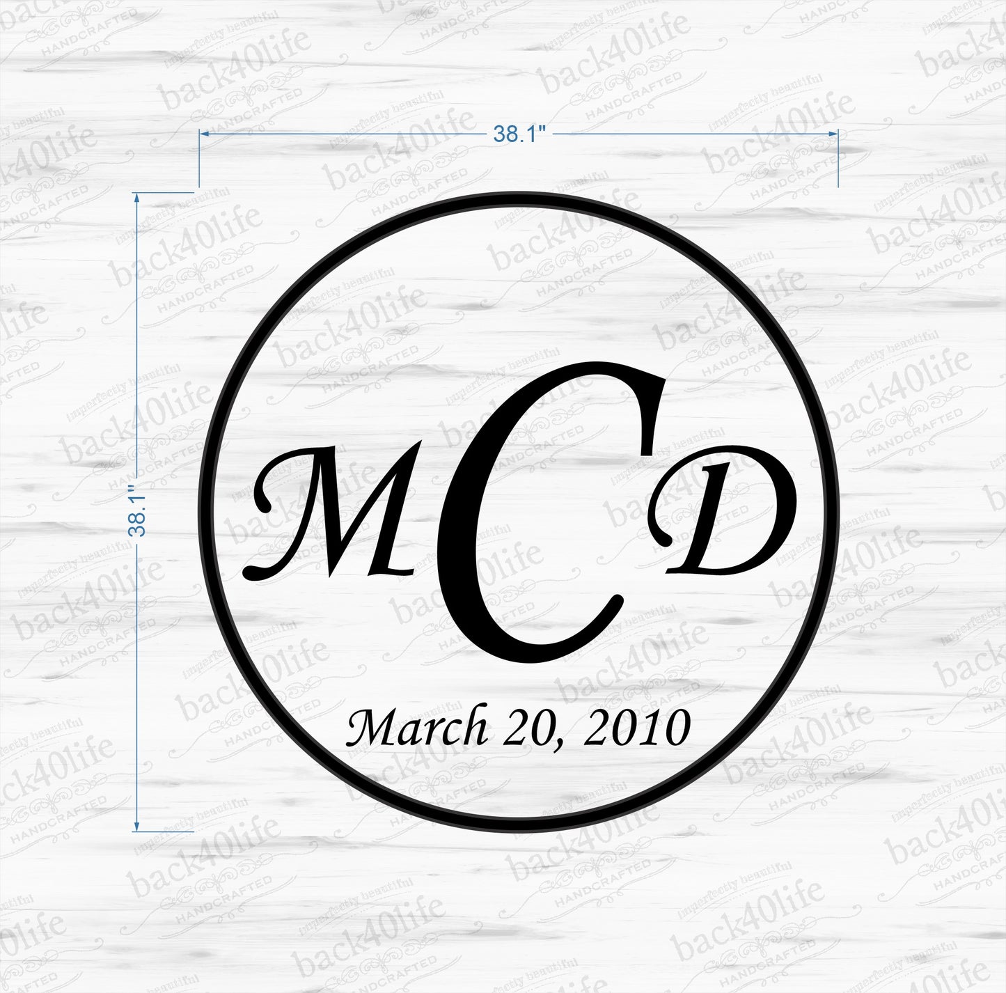 Large Monogram Wedding Reception Dance Floor Vinyl Decal (W-008)