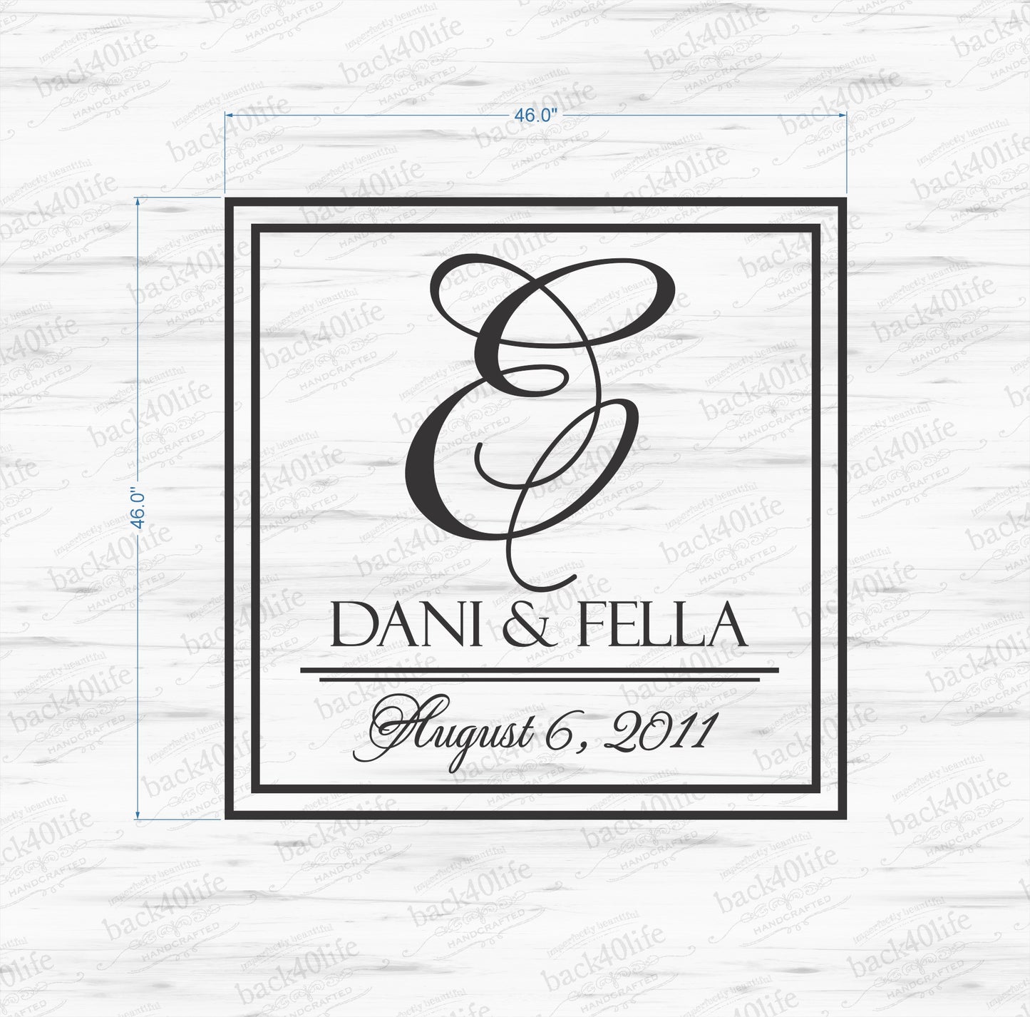 Classic Monogram Wedding Reception Dance Floor Vinyl Decal (W-021)