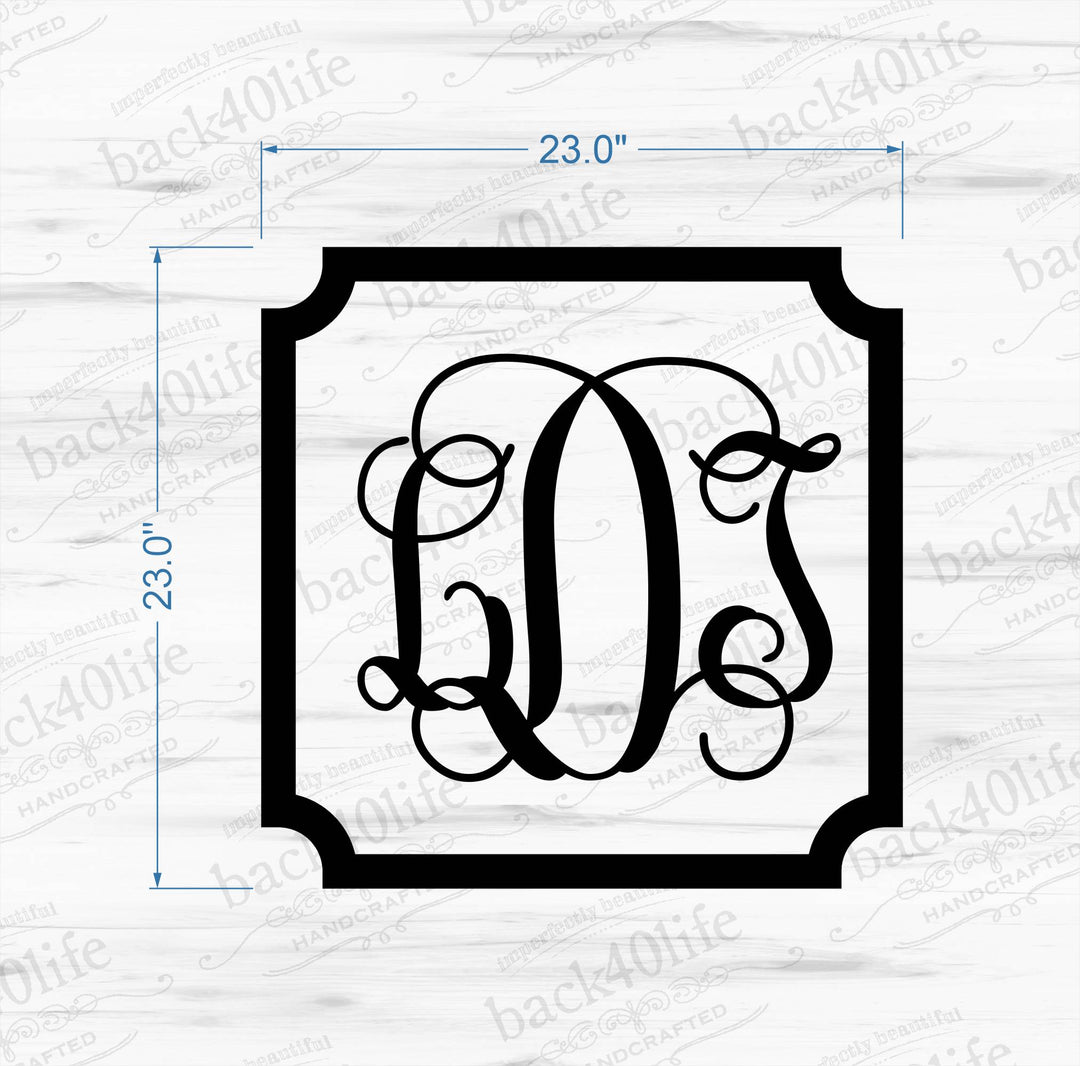 Framed Intertwined Monogram Vinyl Wall Decal (M-014)