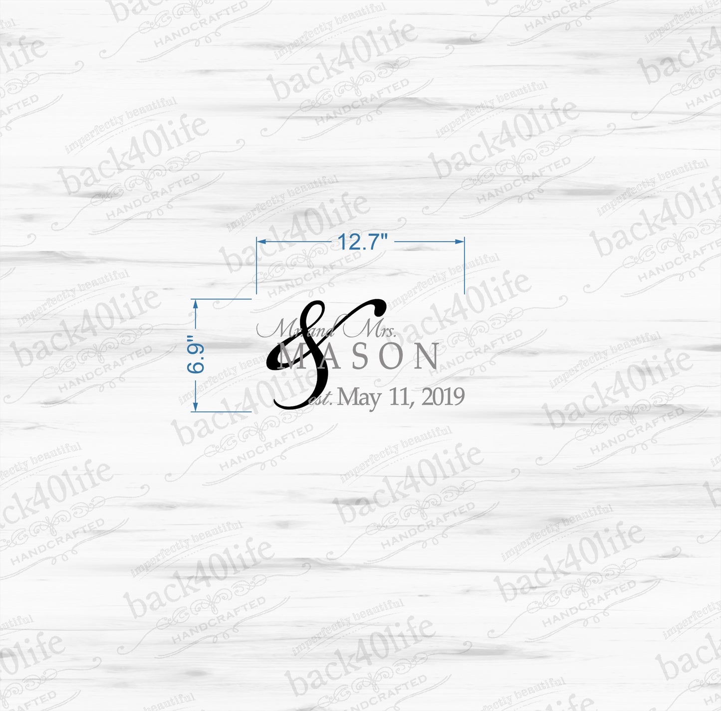 Mr. & Mrs. Wedding Reception Mailbox Vinyl Decal (W-074)