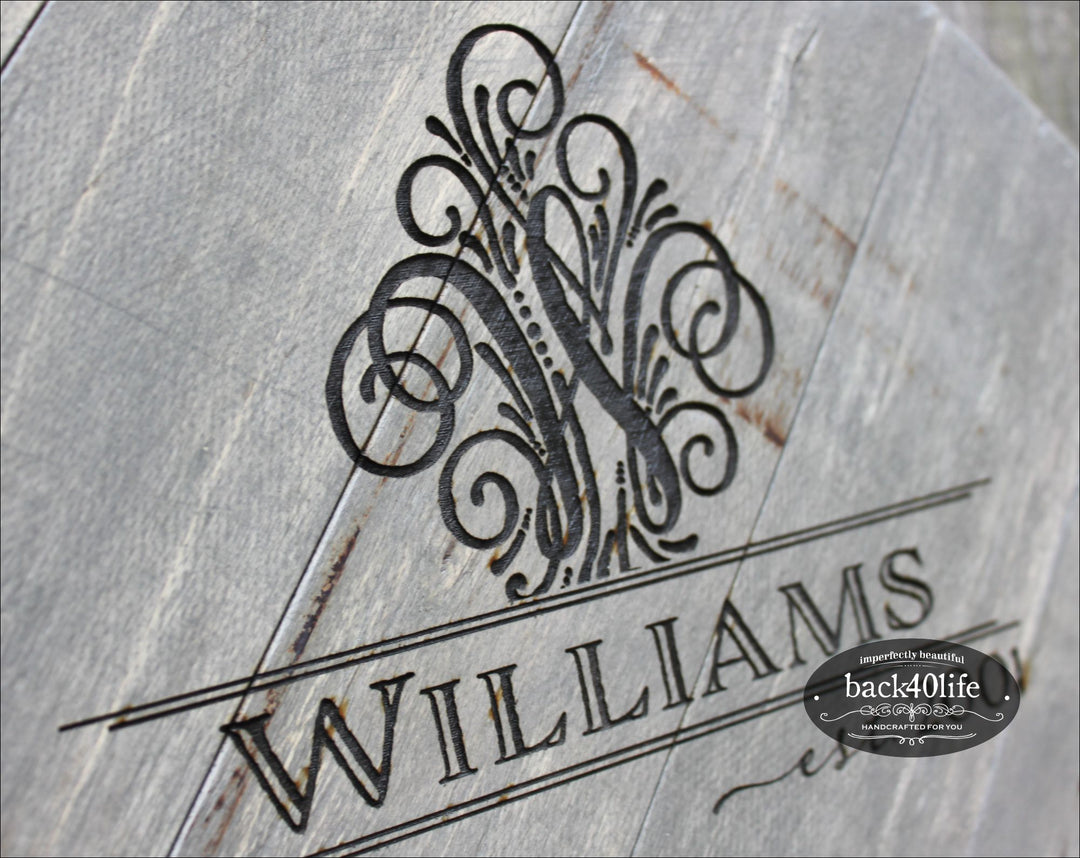 Pallet-Style State Cutout with Engraved Monogram (W-076)
