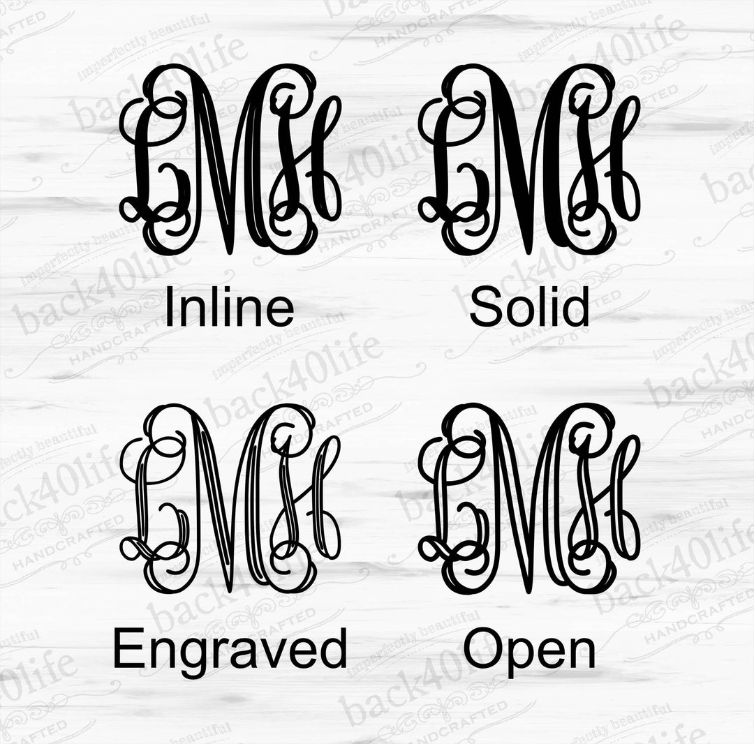 Classic Intertwined Monogram Vinyl Wall Decal (M-013)