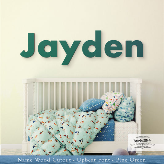 Custom Wooden Name Cutout Sign - Personalized Word Name Phrase Cutout for Boys and Girls (Upbeat Font) | Back40Life