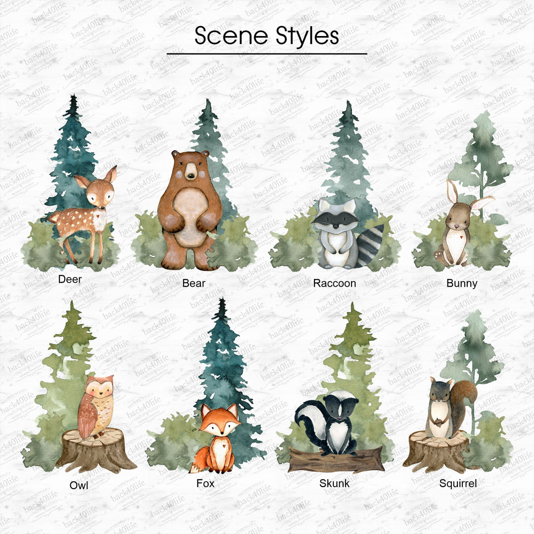Forest Critters Vinyl Decal Vignette Forest Scene (PC-001F)