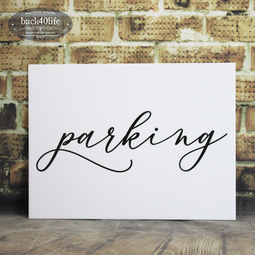 Painted Wedding Parking Directional Sign (W-020)