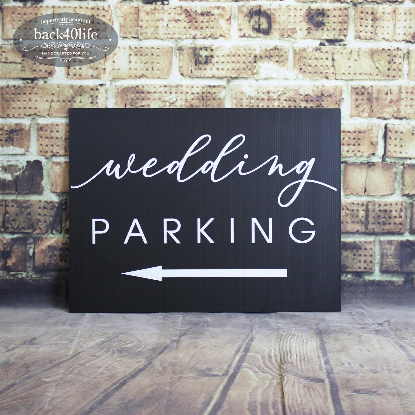 Painted Wedding Parking Directional Sign (W-020)
