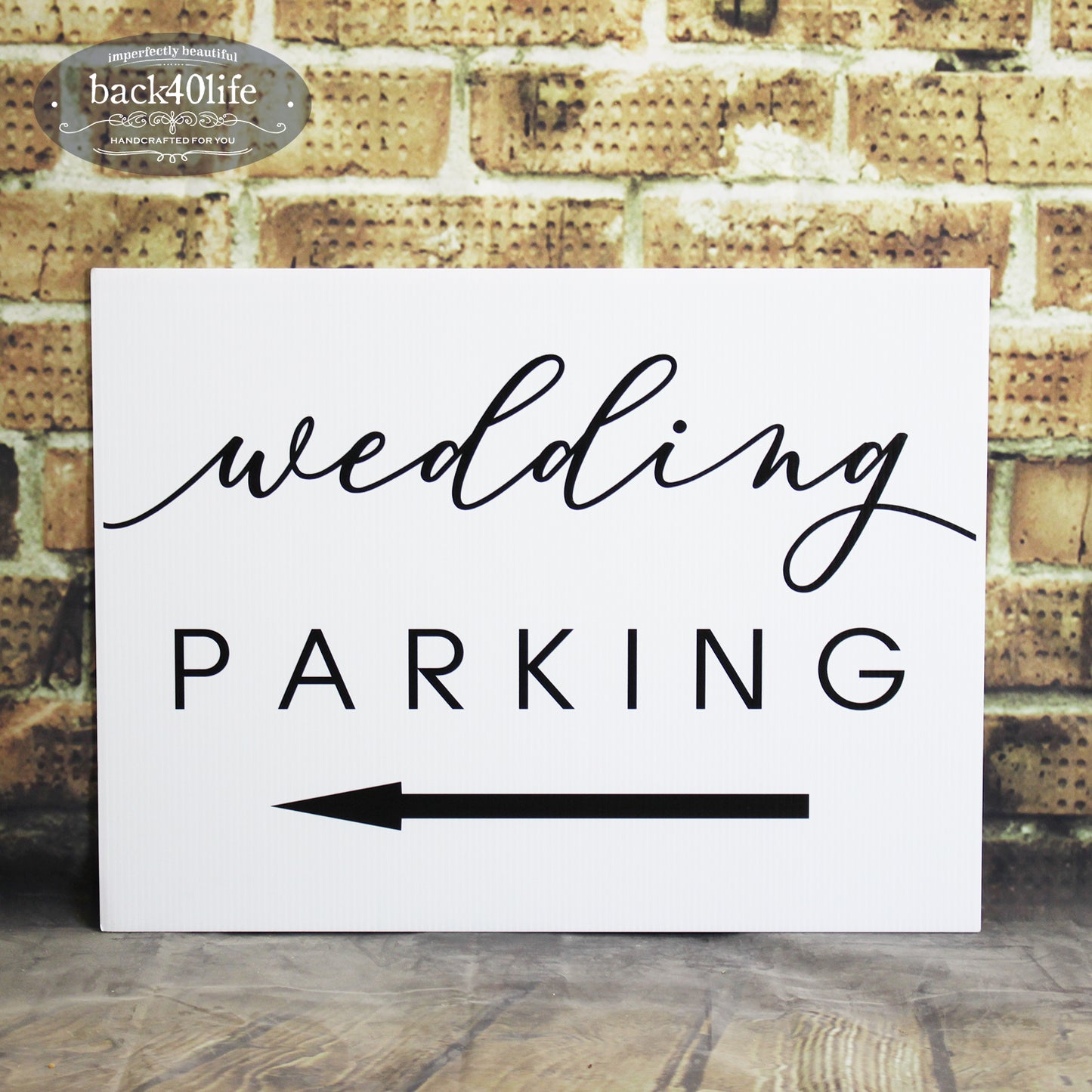 Painted Wedding Parking Directional Sign (W-020)