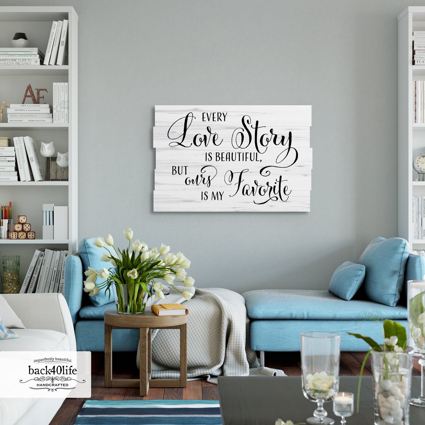 Every Love Story is Beautiful - Pallet-Style Wood Sign (W-022b)