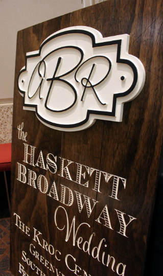 Wedding Reception Sign with Monogram and Names - The Baskett Broadway (W-032)