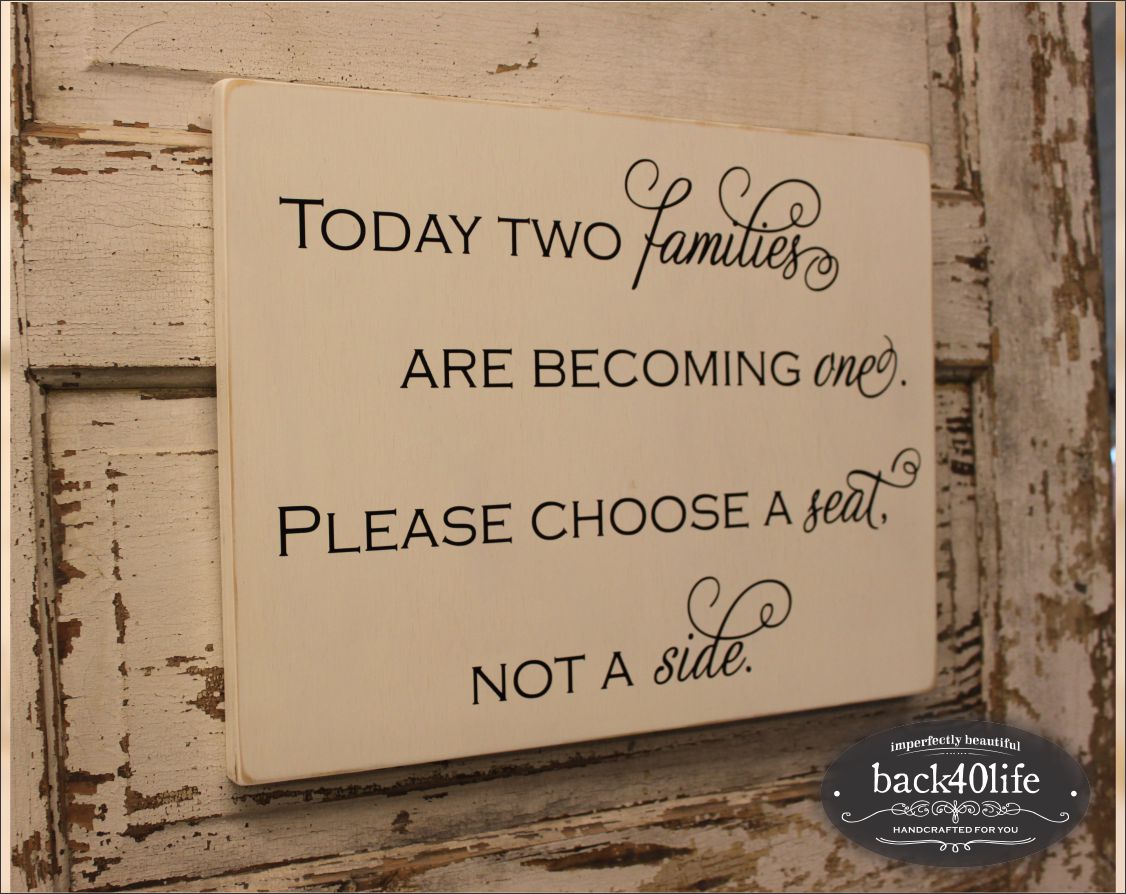 Choose a Seat Not a Side Wedding Sign (W-036a)