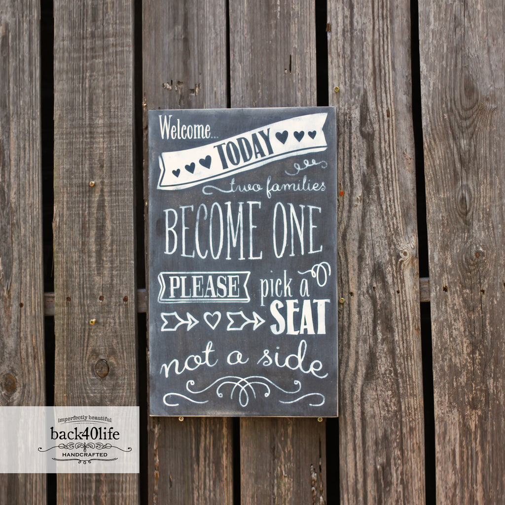 Pick a Seat Not a Side Chalkboard Decal Sign, Seating Sign, Pick a
