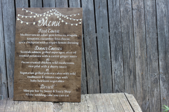 Wedding Reception Menu Painted Wooden Sign (W-044)