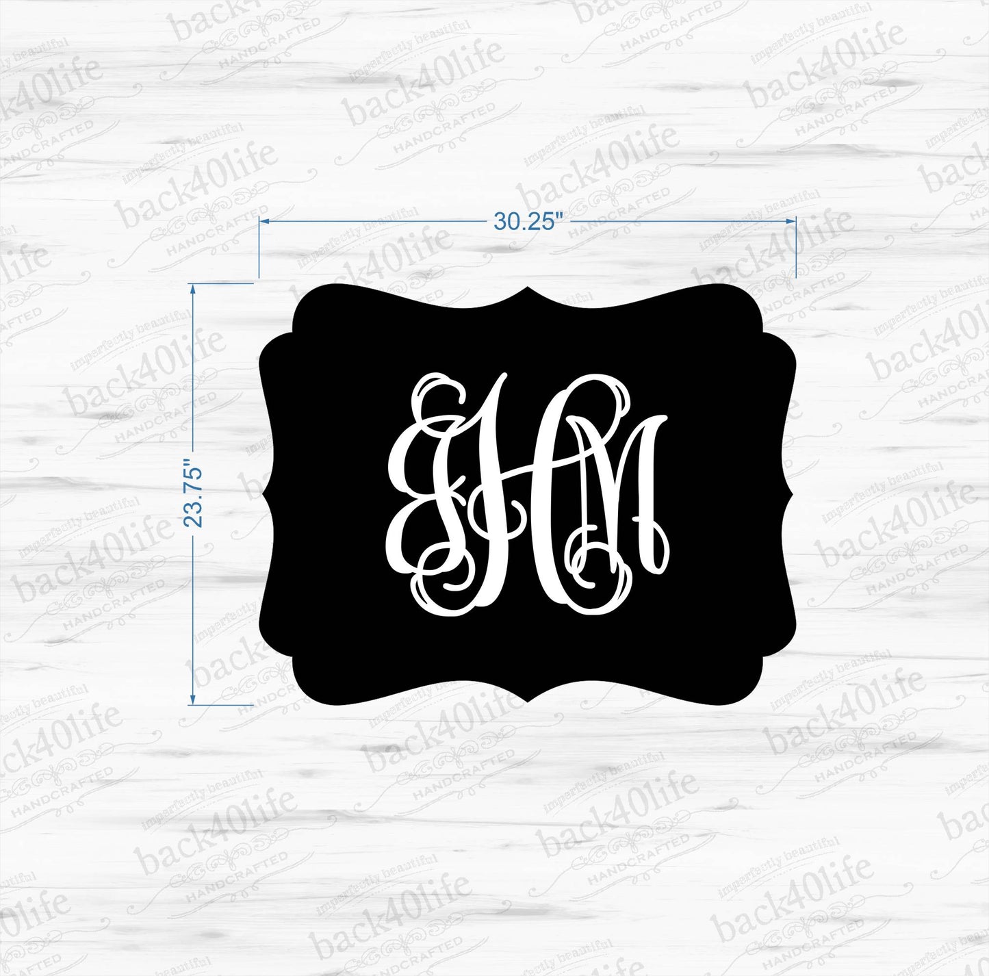 Stacked Vines Monogram Wooden Wedding Guestbook (W-046a)
