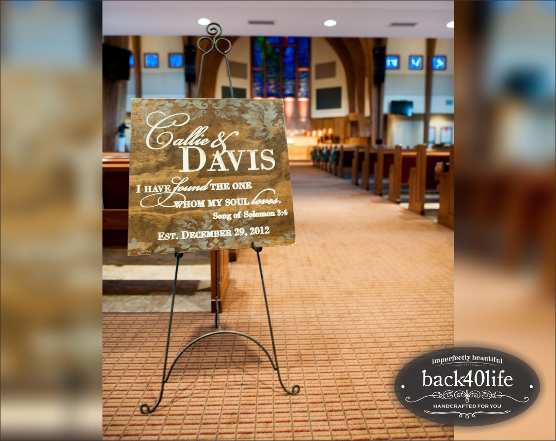 Wooden Wedding Reception Entrance Sign - Callie and Davis (W-049a)