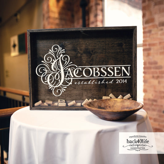 Wine Cork Shadowbox Guestbook Wedding Reception (W-060)