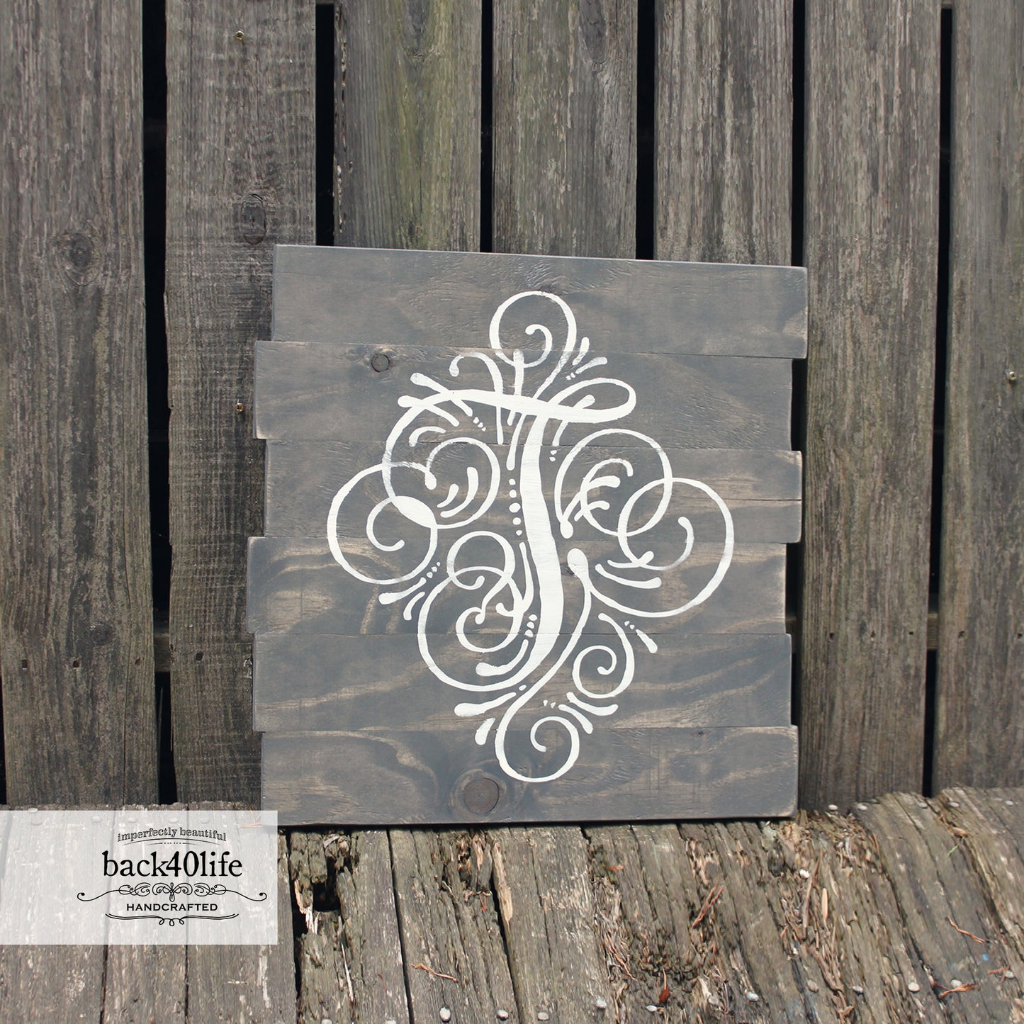 Monogram Initial Pallet-Style Wood Sign (W-062)