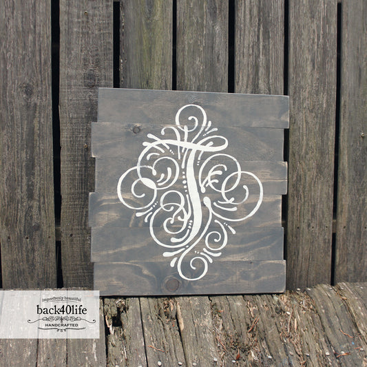 Monogram Initial Pallet-Style Wood Sign (W-062)