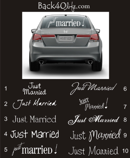 Just Married Vinyl Car Decal (W-068)
