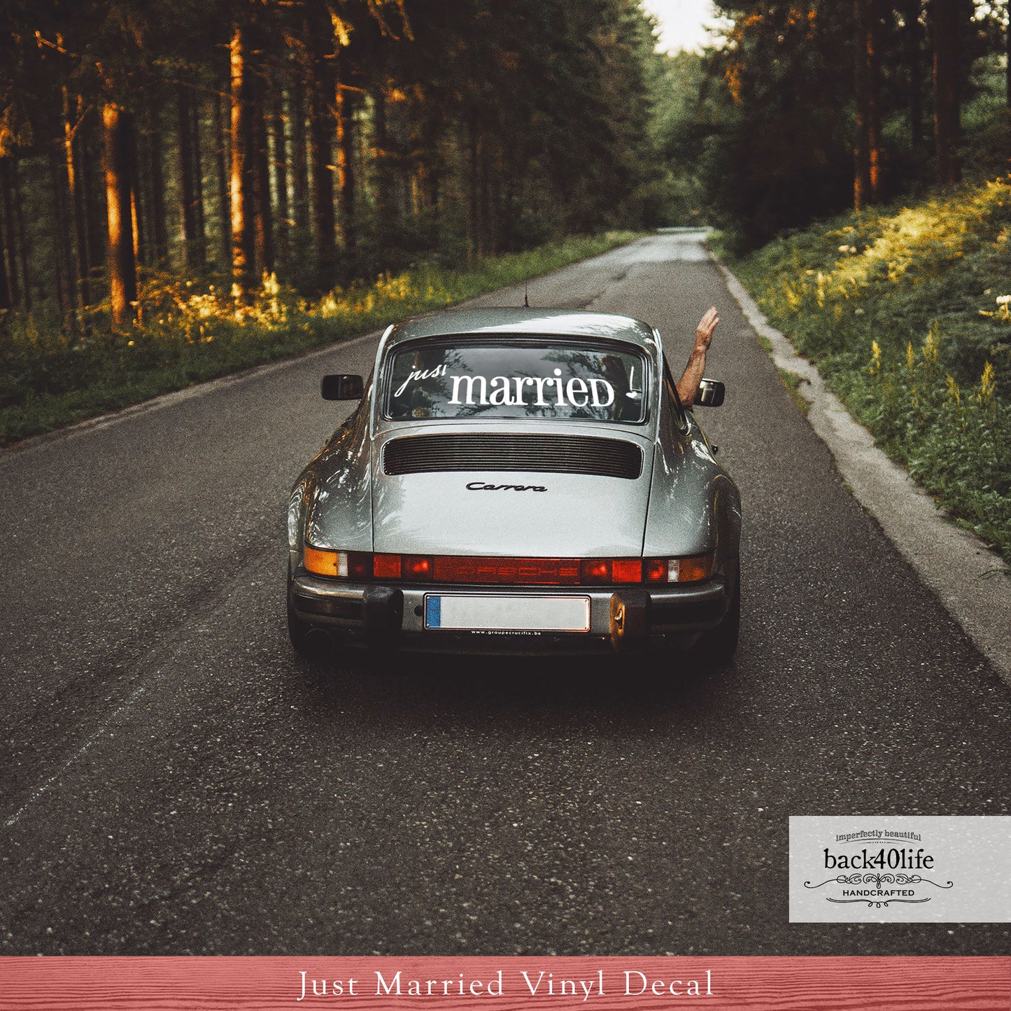 Just Married Vinyl Car Decal (W-068)