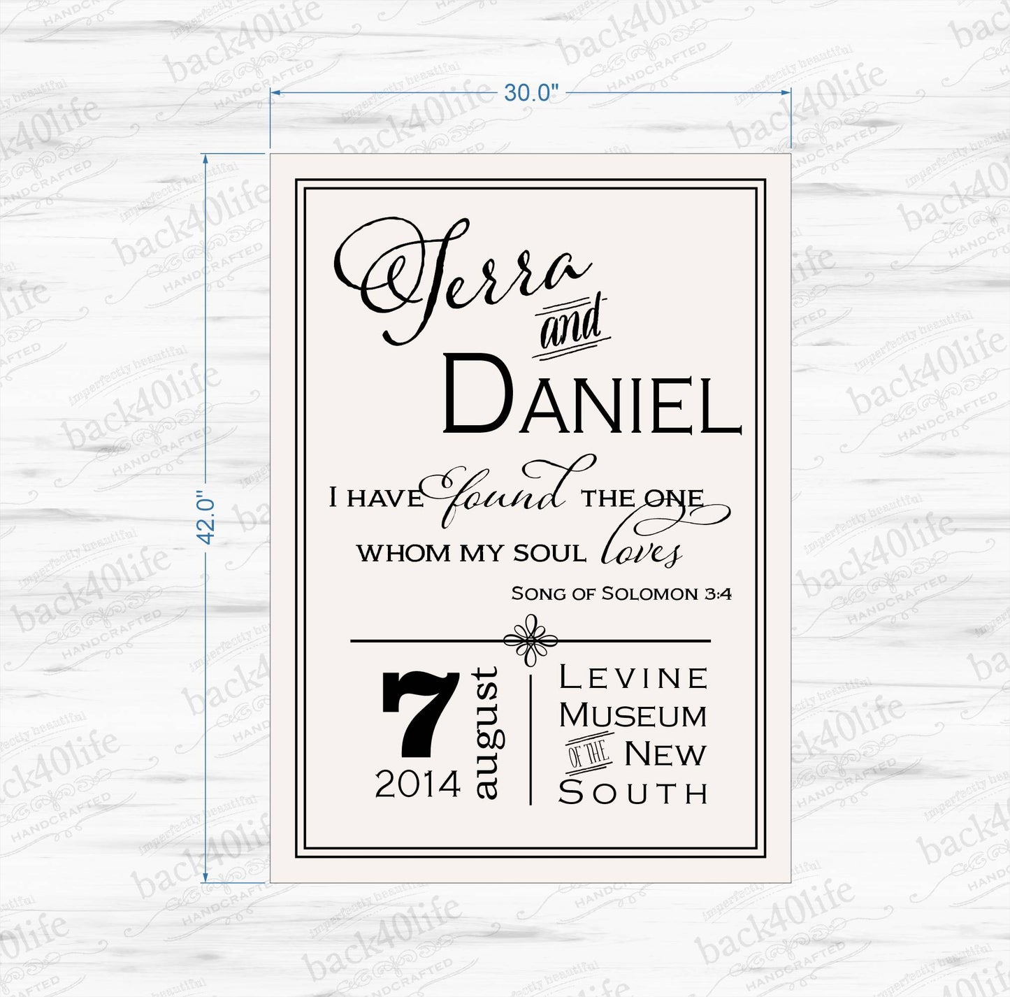I Have Found the One Whom My Soul Loves - Wedding or Reception Wooden Sign - Terra and Daniel (W-070a)