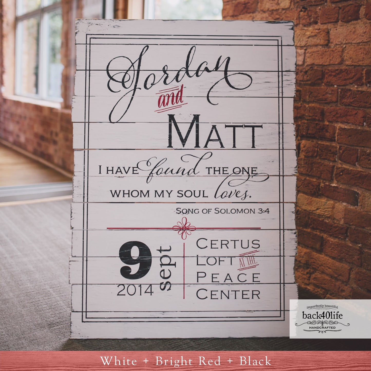 Pallet-Style Painted Wood Wedding or Reception Sign (W-070b)